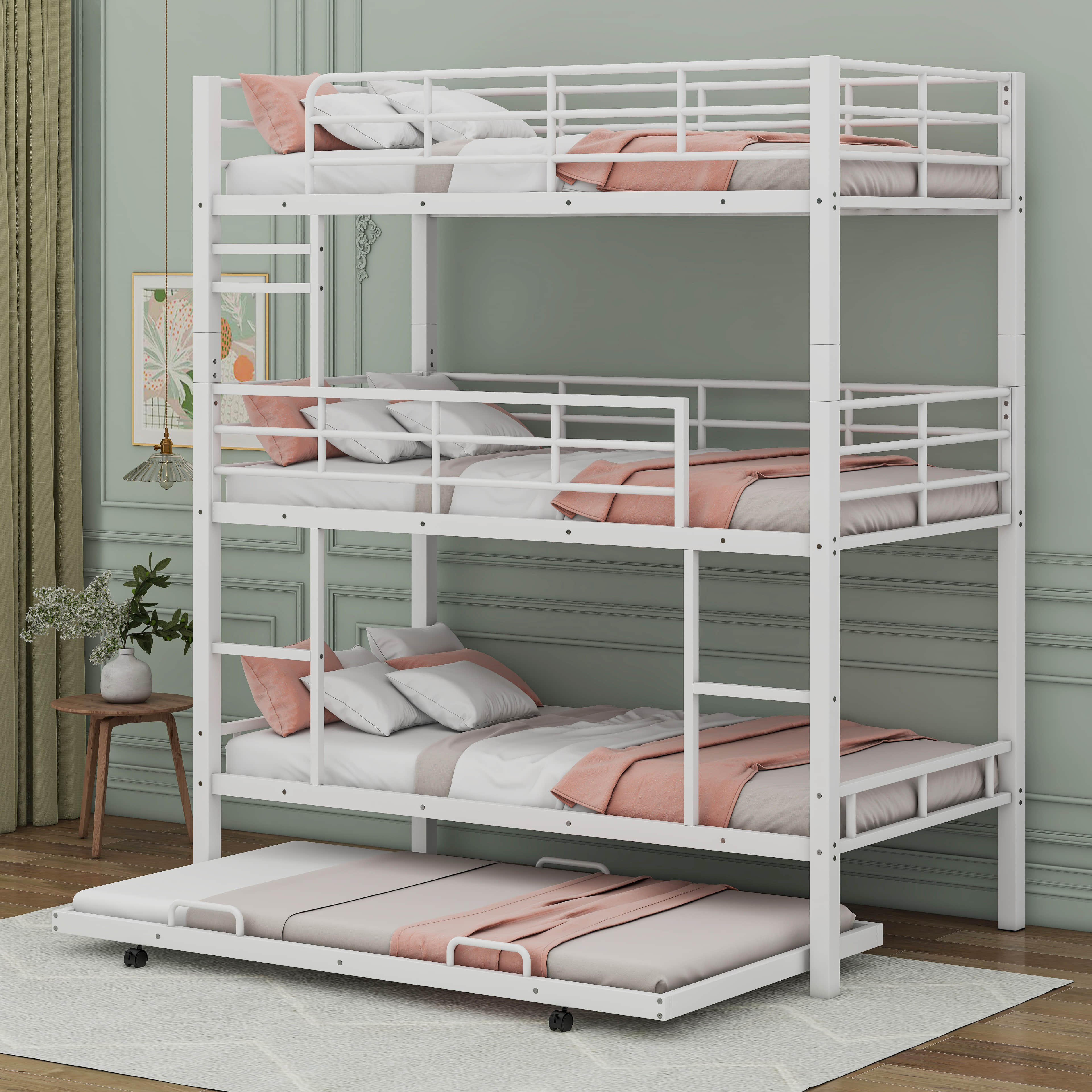 Triple bunk beds shop with mattresses